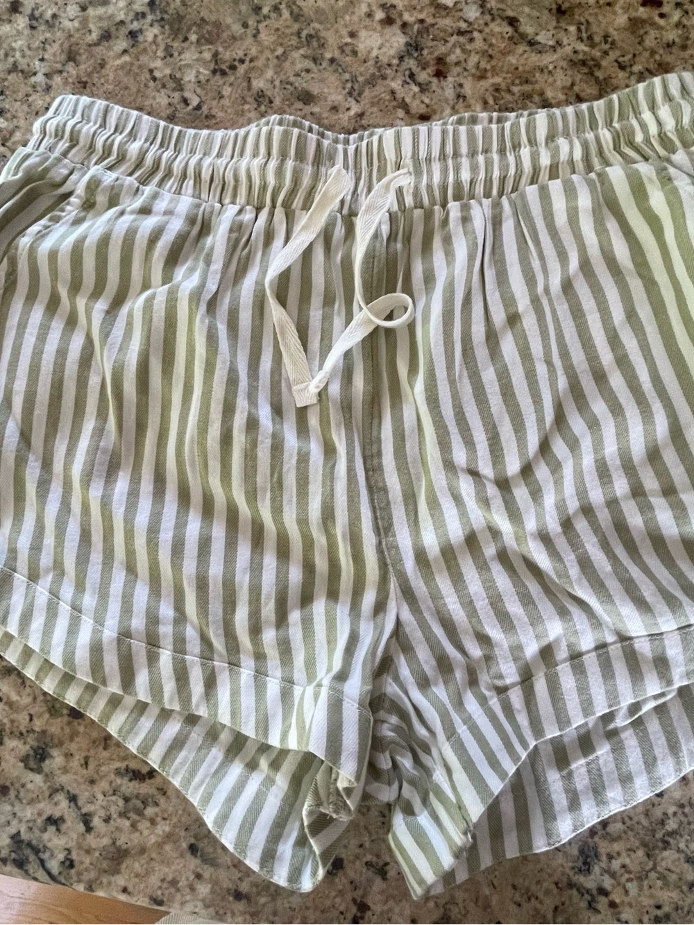 Billabong Olive & White Striped Drawstring Shorts